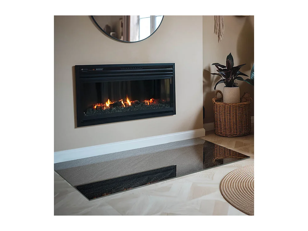 Glasplatte zum Schutz vor Funkenflug, Kaminauflage - Rechteck - 140x70 - Natursteinstruktur