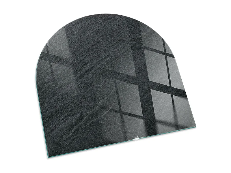 Plaque de sol en verre pour poêle - semi-circulaire - 100x100 - Feuilles élégantes en texture