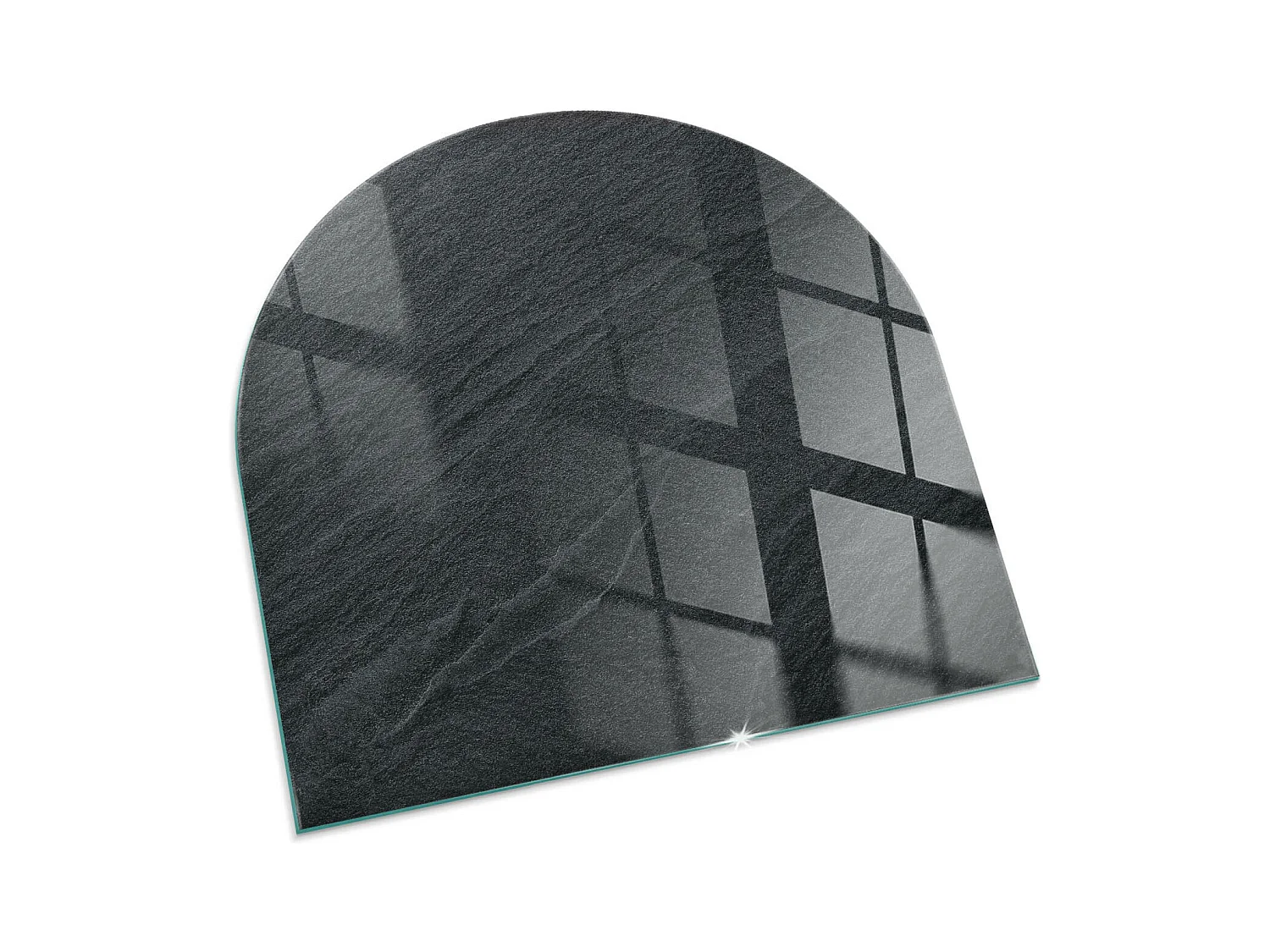 Plaque de sol en verre pour poêle - semi-circulaire - 100x100 - Feuilles élégantes en texture