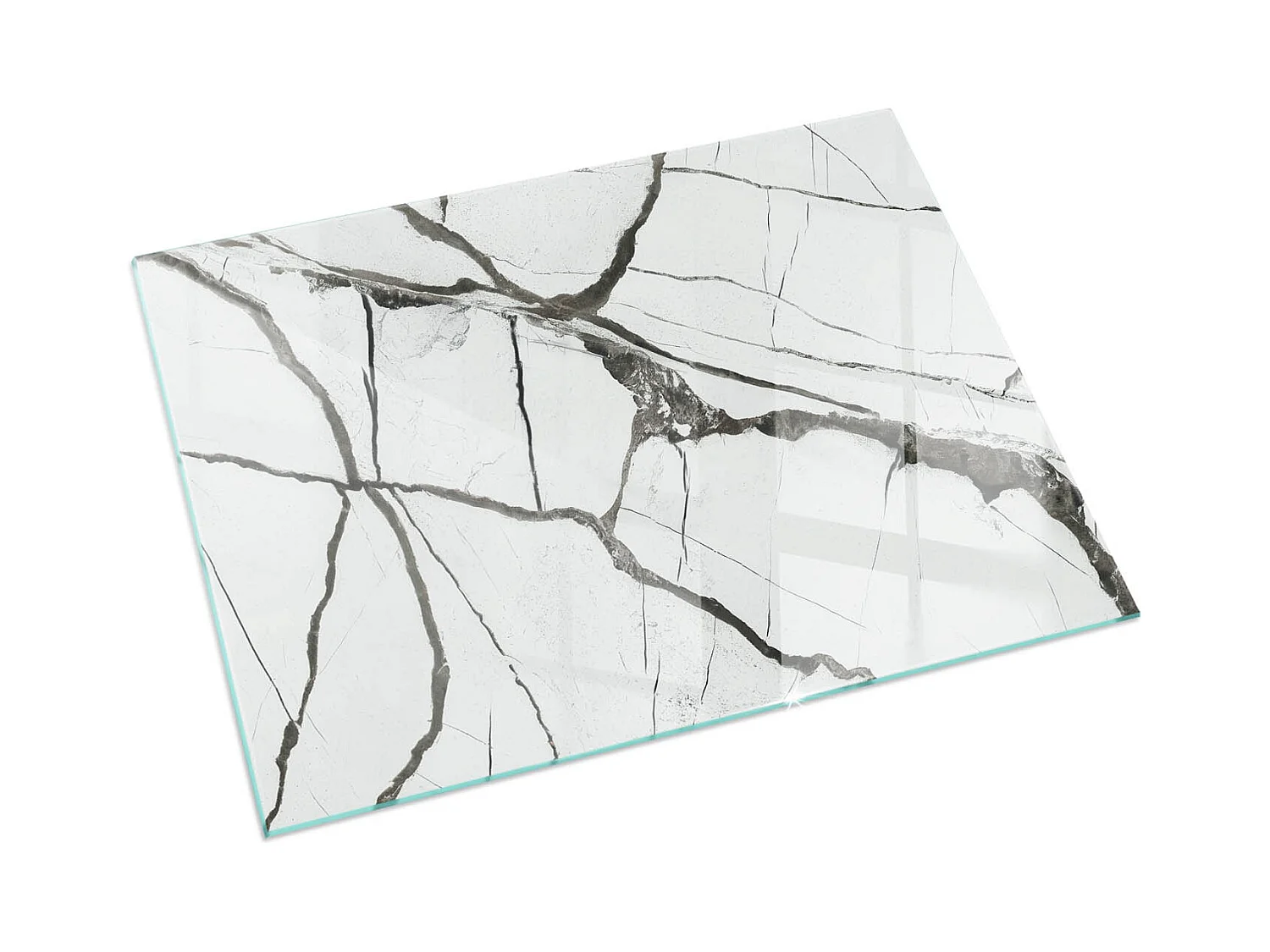 Plaque de sol en verre pour poêle - Rectangle - 60X40 - Modèle de veine de marbre