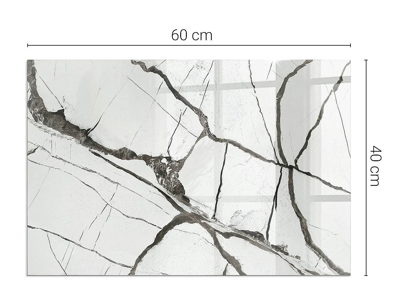 Plaque de sol en verre pour poêle - Rectangle - 60X40 - Modèle de veine de marbre
