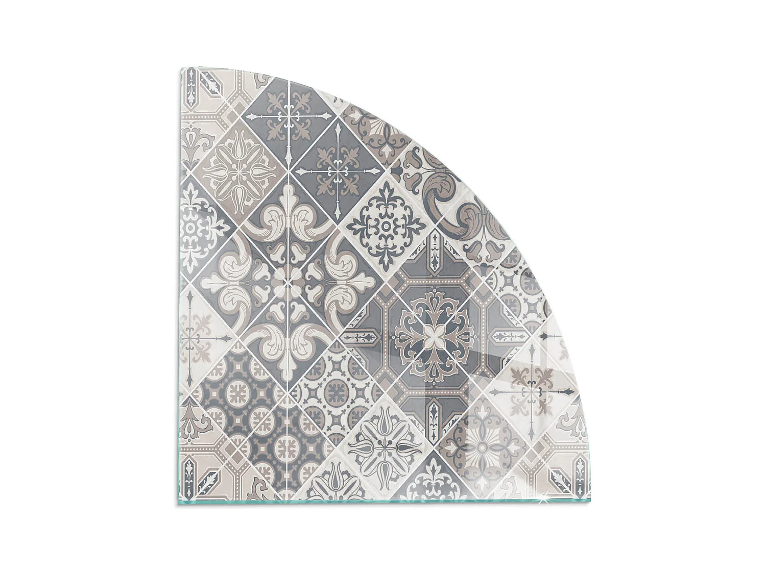 Plaque de sol en verre pour poêle - Un quart - 1/4 100x100 - Modèle de mosaïque décorative