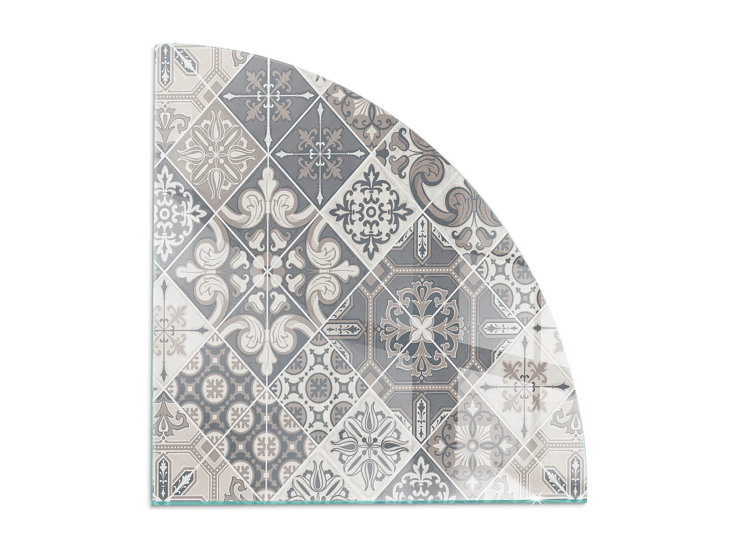 Glasplatte zum Schutz vor Funkenflug, Kaminauflage - Ein Viertel - 1/4 100x100 - Dekoratives Mosaikmuster