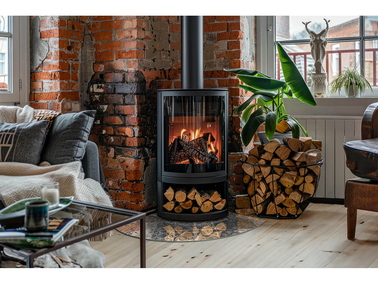 Glasplatte zum Schutz vor Funkenflug, Kaminauflage - Ein Viertel - 1/4 100x100 - Dekoratives Mosaikmuster