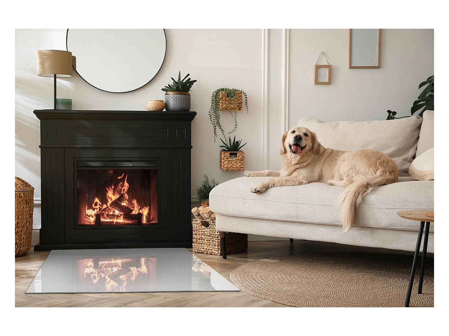 Plaque de sol en verre pour poêle - Rectangle - 100x70 - Couleur Gris