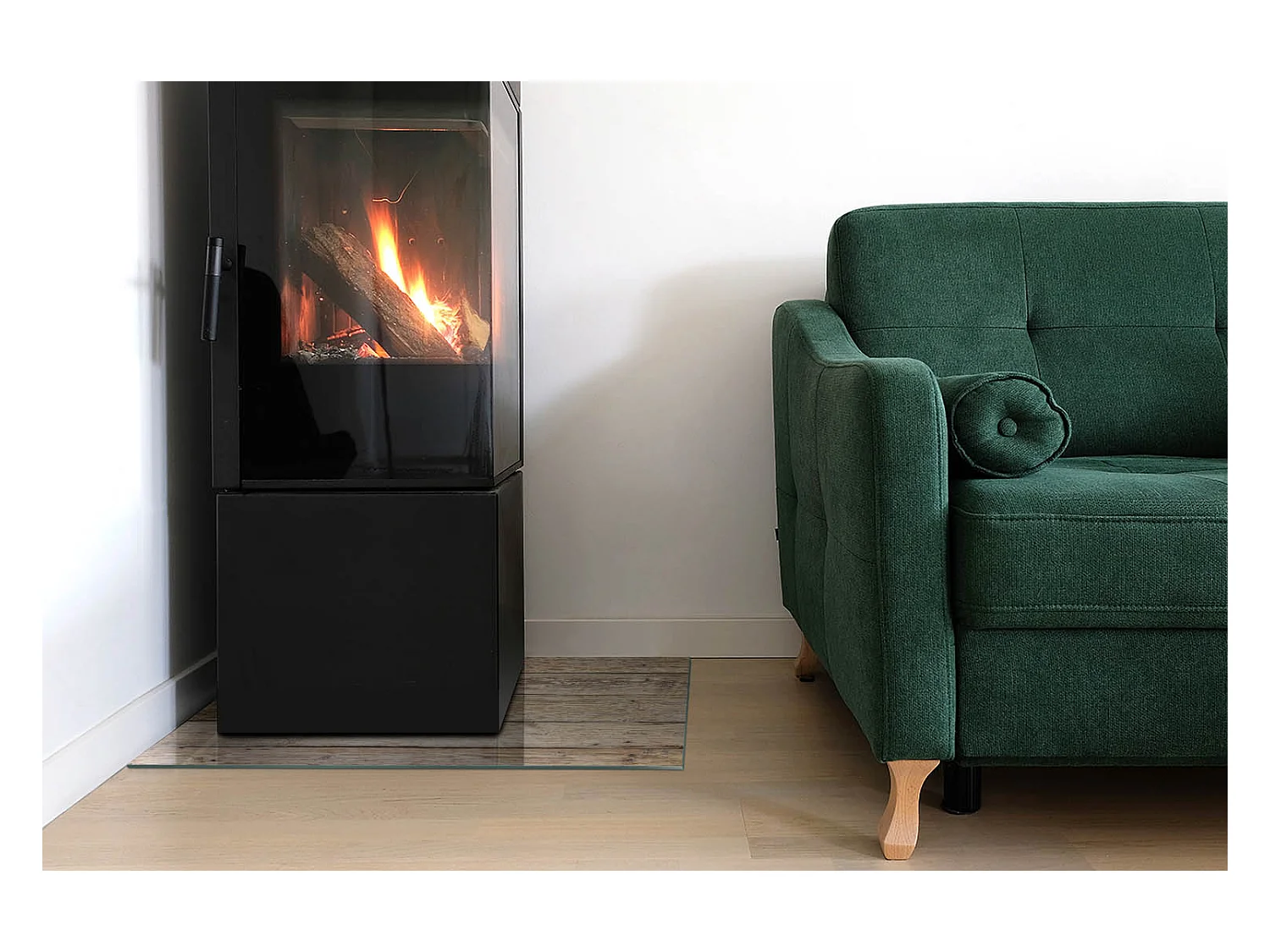 Vloerplaat voor houtkachel, onder open haard - Rechthoek - 60X40 - Textuur van houten planken