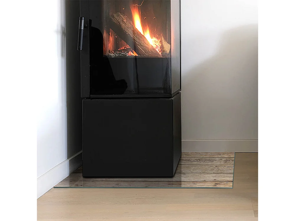 Vloerplaat voor houtkachel, onder open haard - Rechthoek - 60X40 - Textuur van houten planken