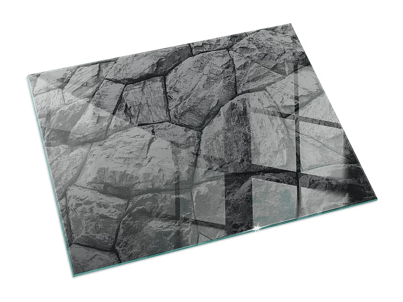 Glasplatte zum Schutz vor Funkenflug, Kaminauflage - Rechteck - 60X40 - Natursteinmuster