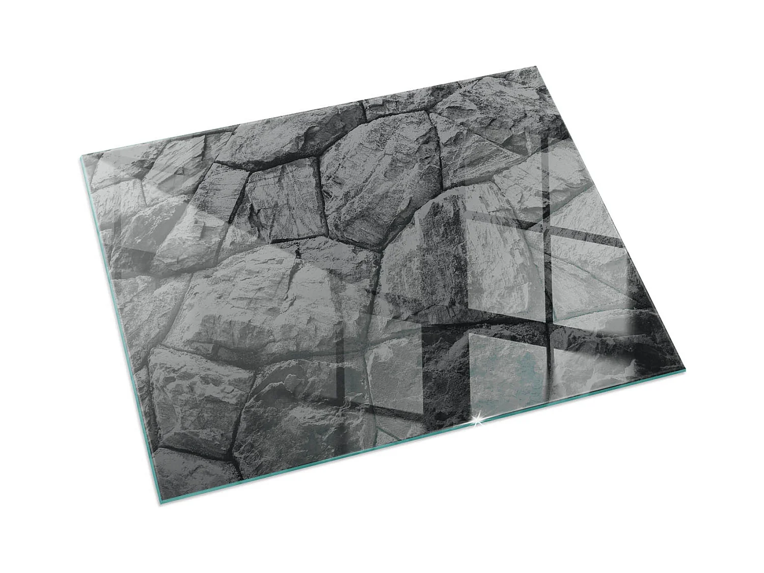 Glasplatte zum Schutz vor Funkenflug, Kaminauflage - Rechteck - 60X40 - Natursteinmuster