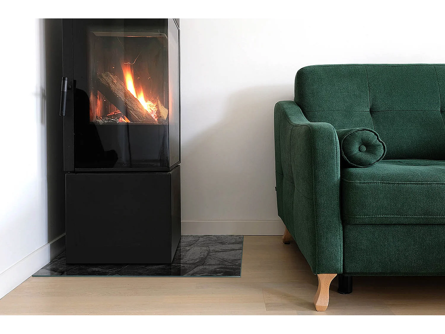 Glasplatte zum Schutz vor Funkenflug, Kaminauflage - Rechteck - 60X40 - Natursteinmuster