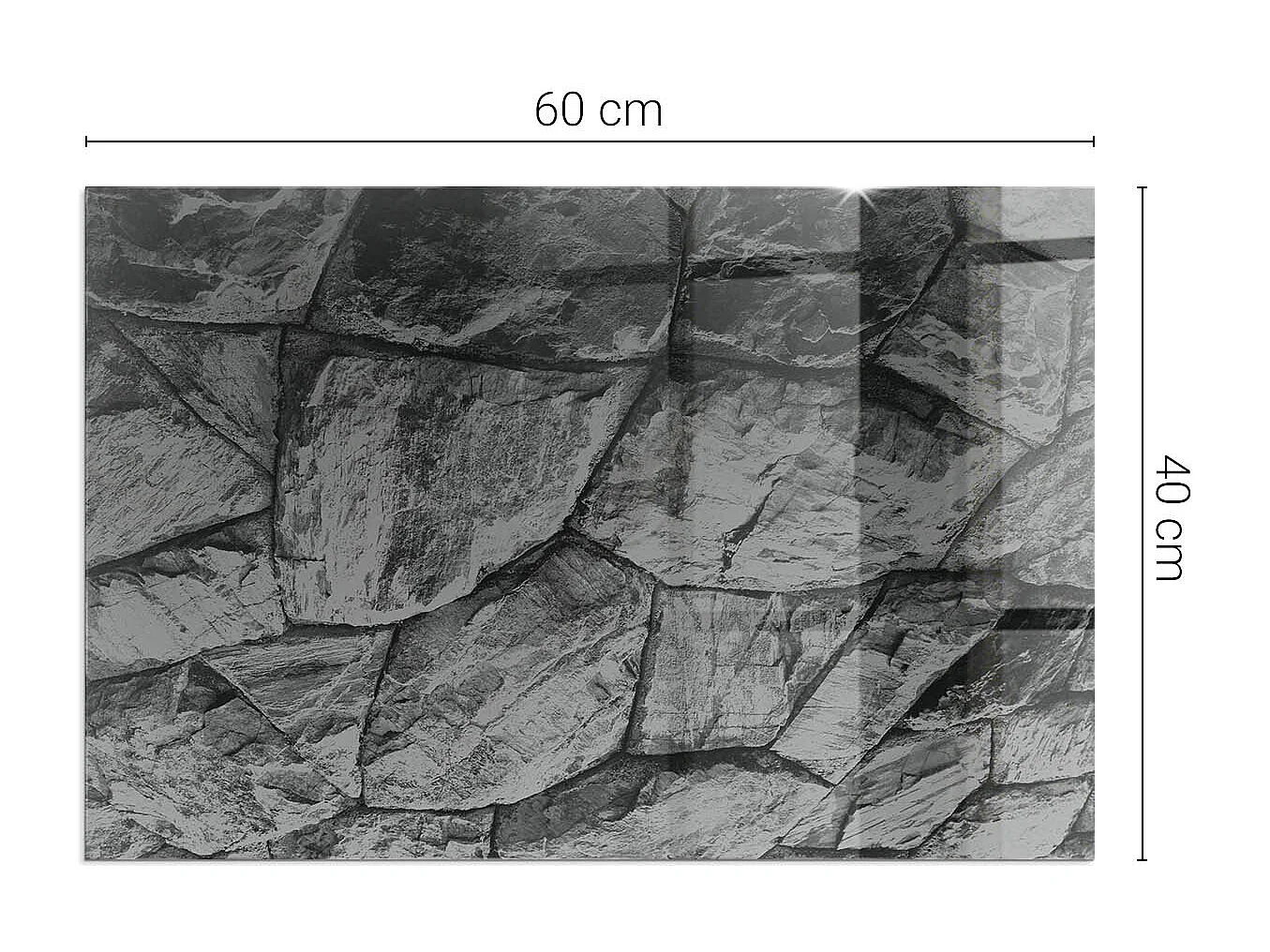 Glasplatte zum Schutz vor Funkenflug, Kaminauflage - Rechteck - 60X40 - Natursteinmuster
