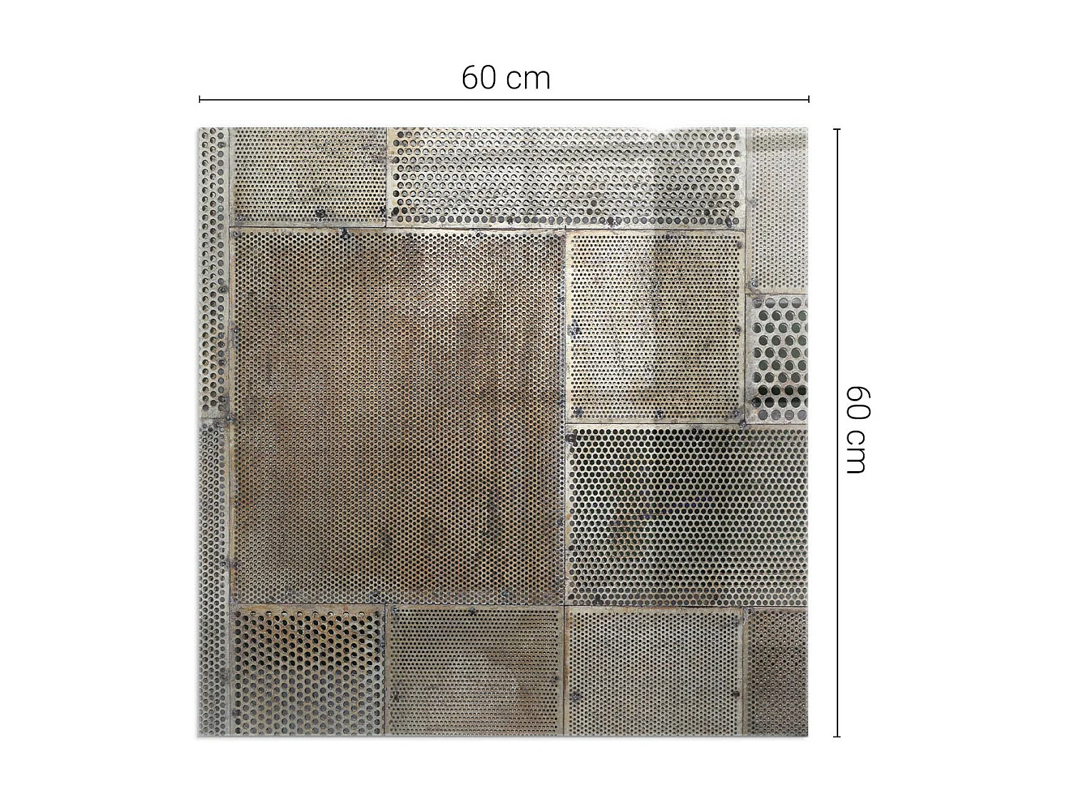 Plaque de sol en verre pour poêle - Carré - 60x60 - Modèle de tôle perforée