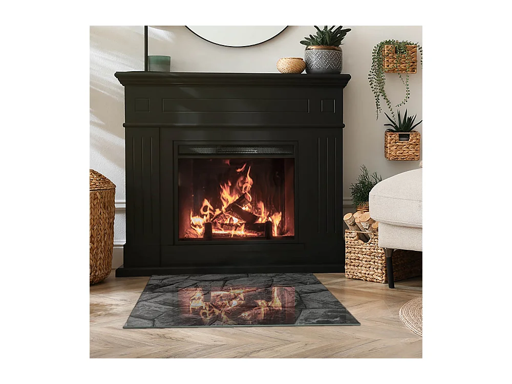 Plaque de sol en verre pour poêle - Rectangle - 80x60 - Modèle de veine de marbre