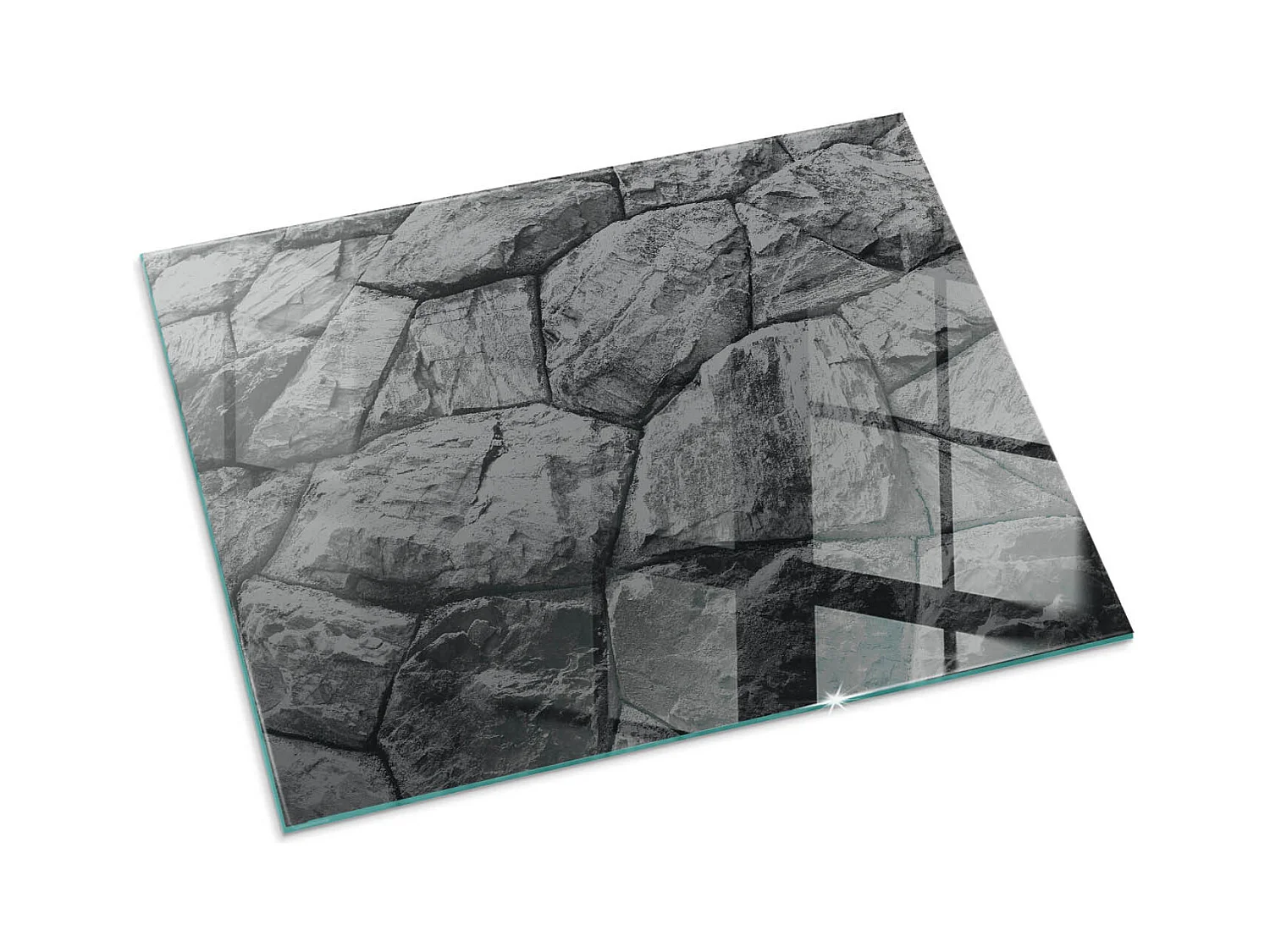 Glasplatte zum Schutz vor Funkenflug, Kaminauflage - Rechteck - 80x60 - Marmoradermuster