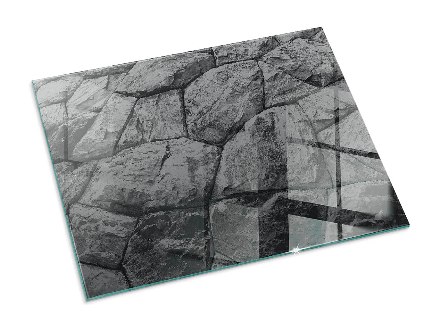 Glasplatte zum Schutz vor Funkenflug, Kaminauflage - Rechteck - 80x60 - Marmoradermuster