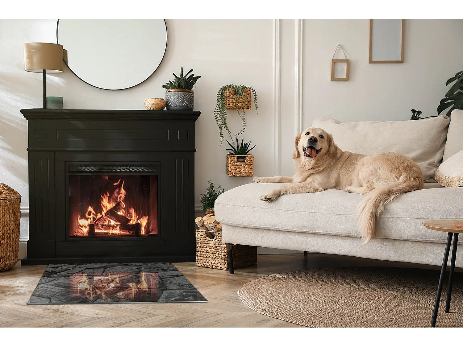 Glasplatte zum Schutz vor Funkenflug, Kaminauflage - Rechteck - 80x60 - Marmoradermuster