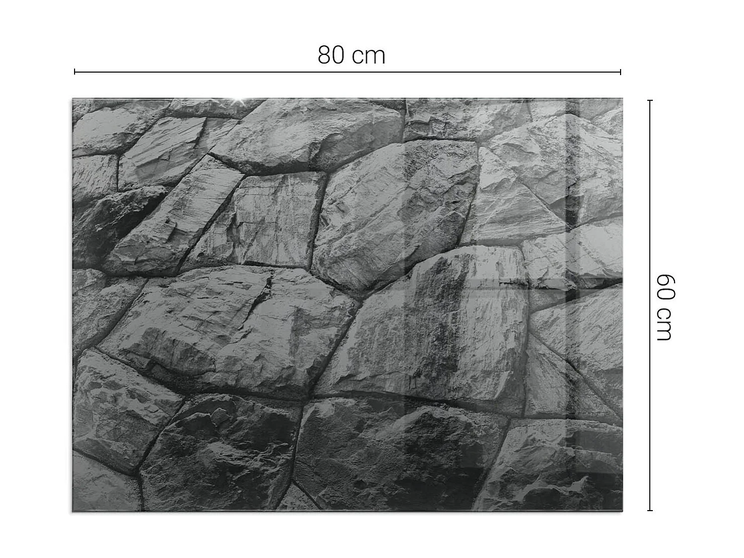 Glasplatte zum Schutz vor Funkenflug, Kaminauflage - Rechteck - 80x60 - Marmoradermuster