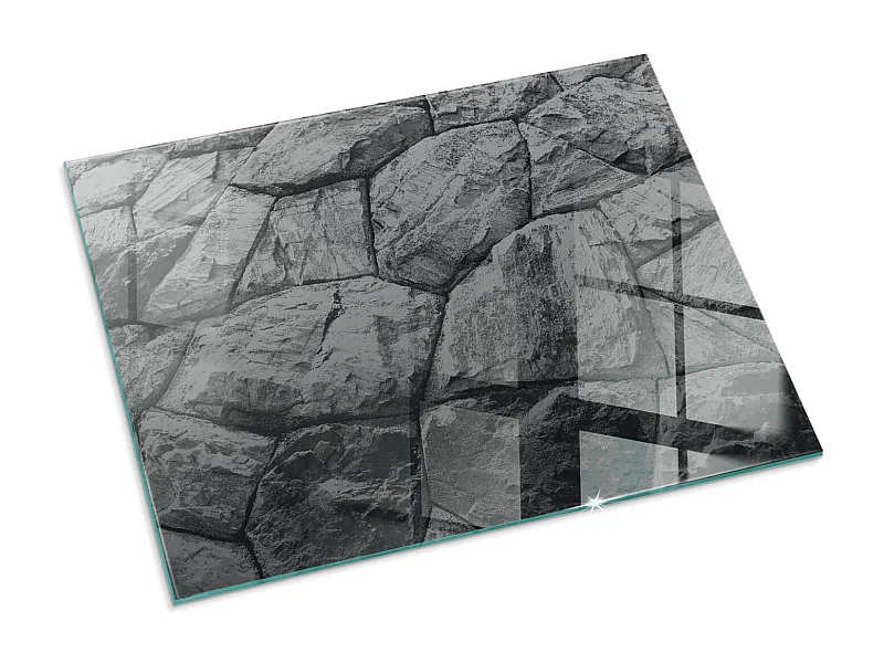 Glasplatte zum Schutz vor Funkenflug, Kaminauflage - Rechteck - 80x60 - Marmoradermuster