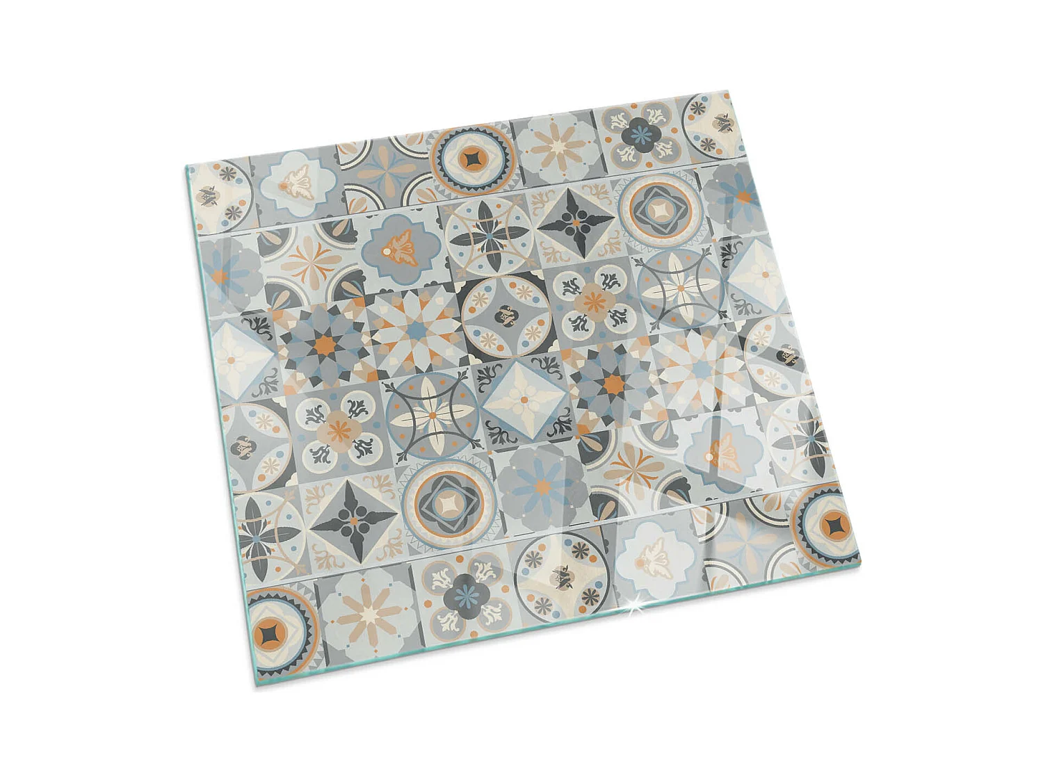 Plaque de sol en verre pour poêle - Carré - 60x60 - Motifs de mosaïque dans les carreaux