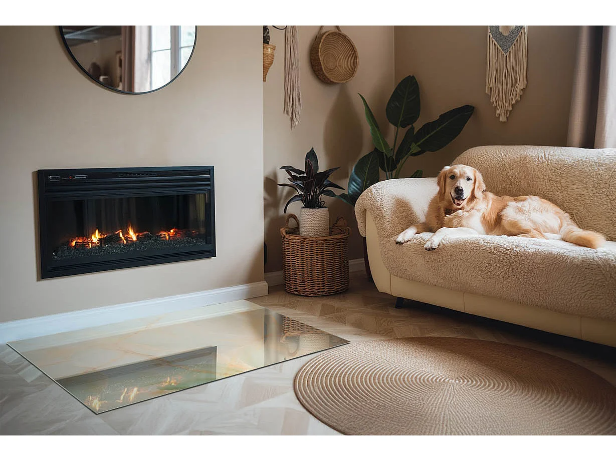 Plaque de sol en verre pour poêle - Rectangle - 120x80 - Modèle de marbre abstrait