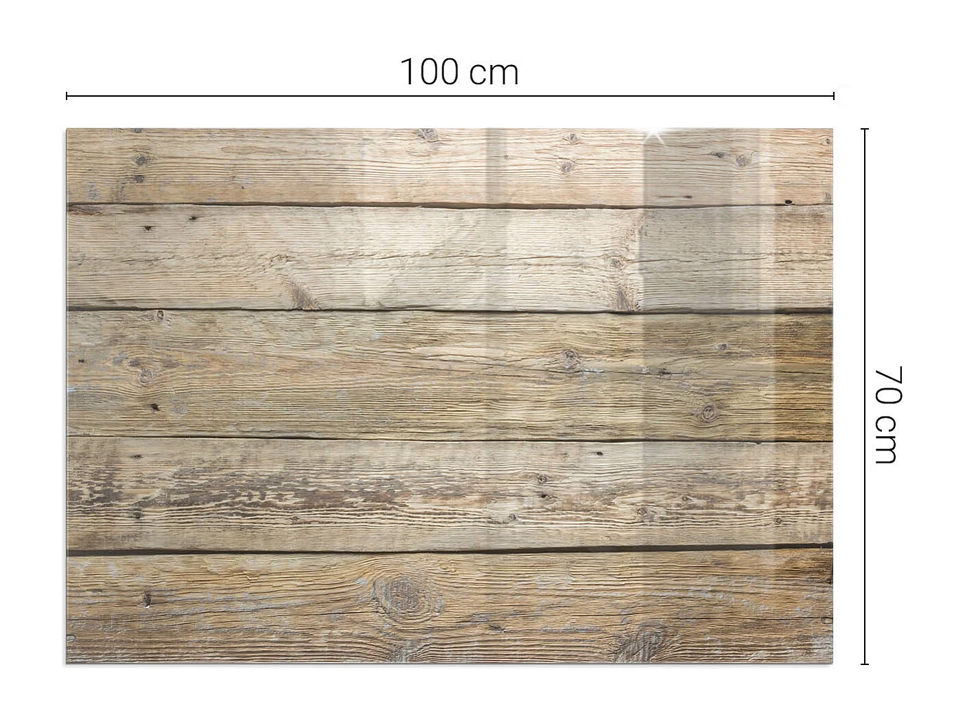 Plaque de sol en verre pour poêle - Rectangle - 100x70 - Texture des planches de bois