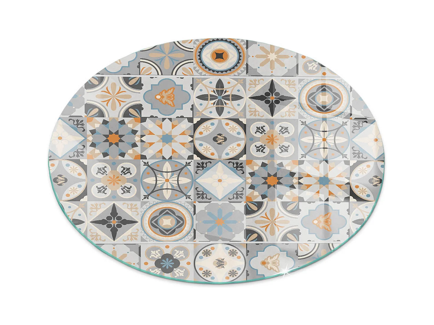 Plaque de sol en verre pour poêle - Roue - 50x50 - Motifs de mosaïque dans les carreaux