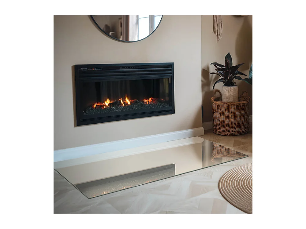 Glasplatte zum Schutz vor Funkenflug, Kaminauflage - Rechteck - 140x70 - Farbe Beige