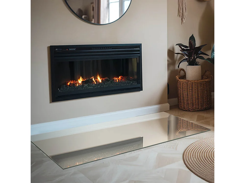 Glasplatte zum Schutz vor Funkenflug, Kaminauflage - Rechteck - 140x70 - Farbe Beige