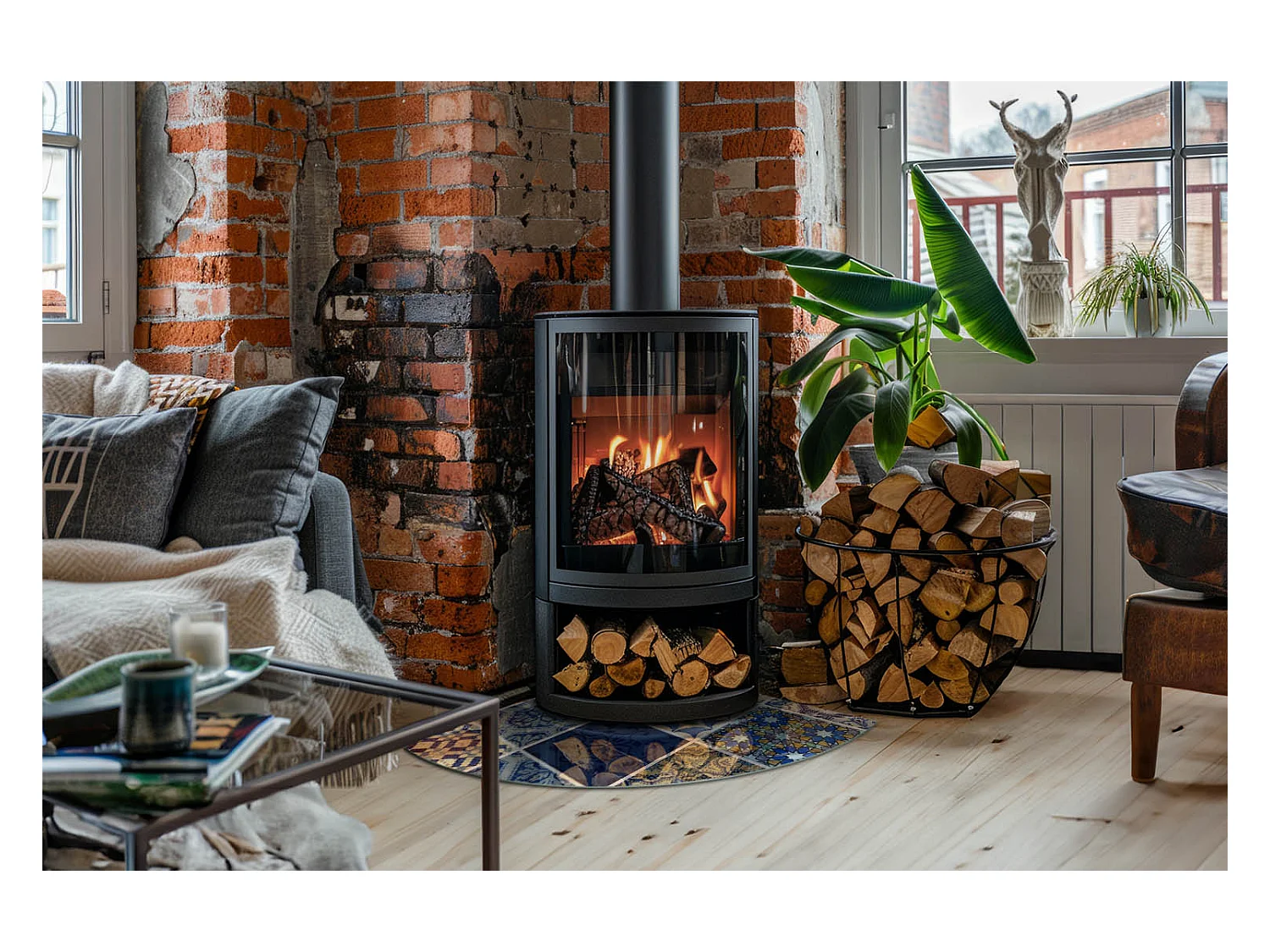 Plaque de sol en verre pour poêle - Un quart - 1/4 100x100 - Modèles de carreaux de céramique