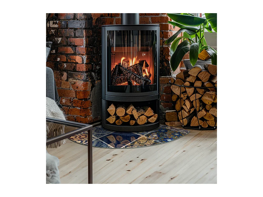 Plaque de sol en verre pour poêle - Un quart - 1/4 100x100 - Modèles de carreaux de céramique