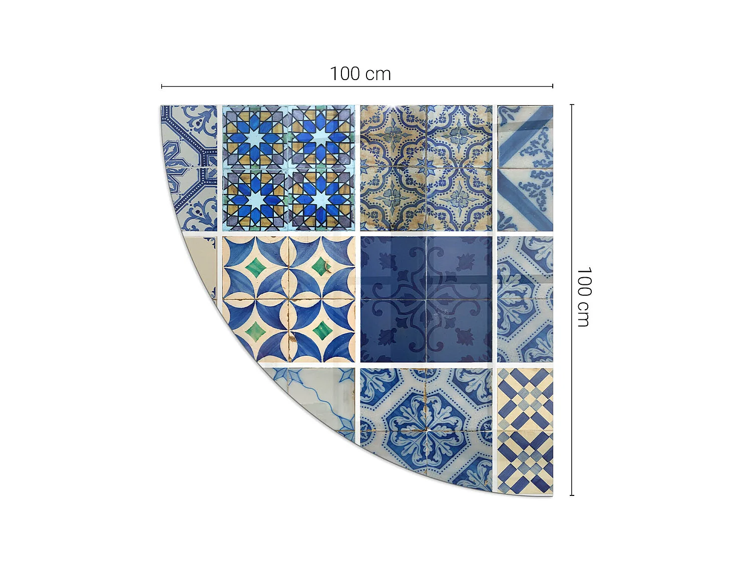 Plaque de sol en verre pour poêle - Un quart - 1/4 100x100 - Modèles de carreaux de céramique