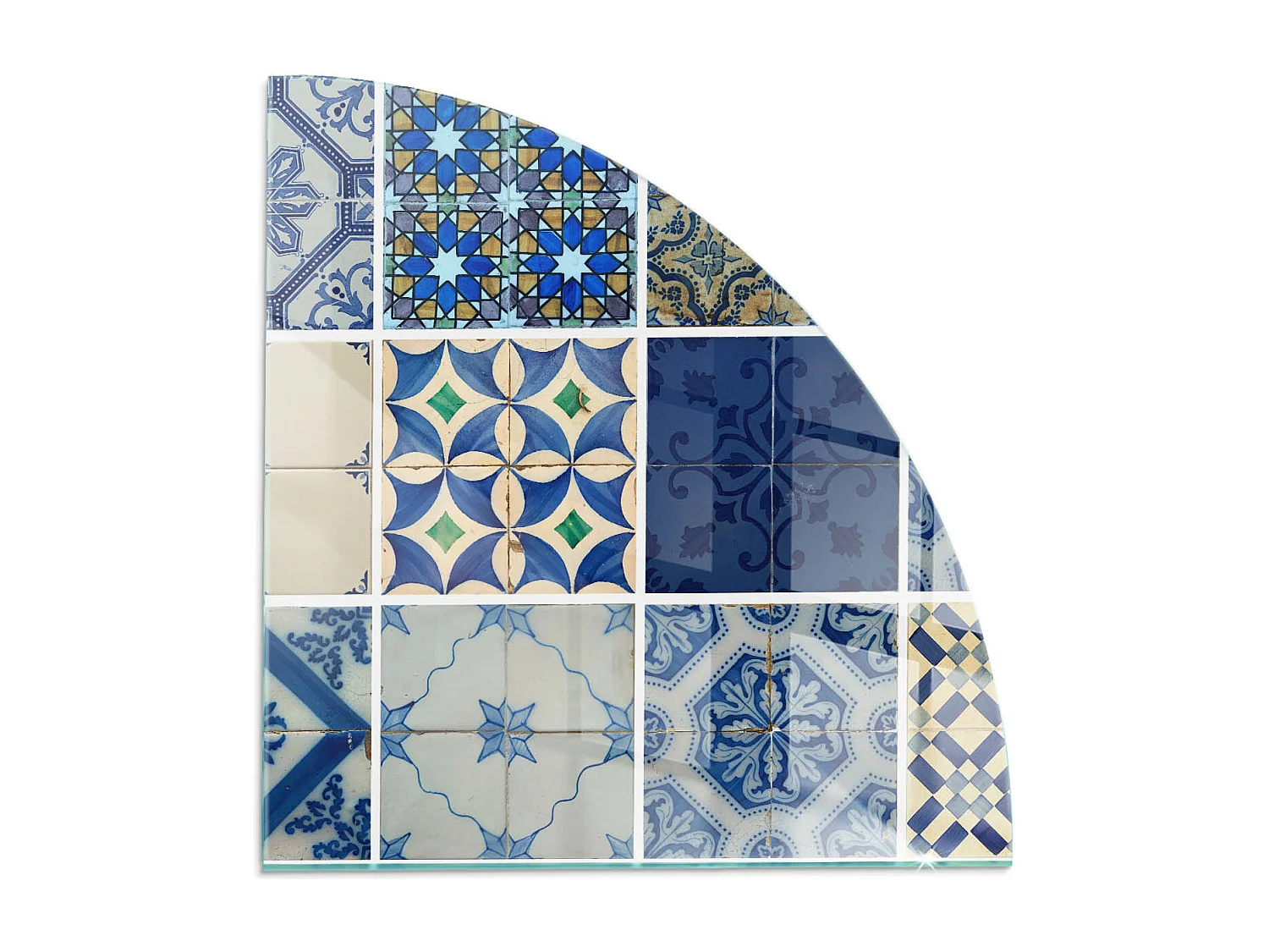 Glasplatte zum Schutz vor Funkenflug, Kaminauflage - Ein Viertel - 1/4 100x100 - Keramikfliesenmuster