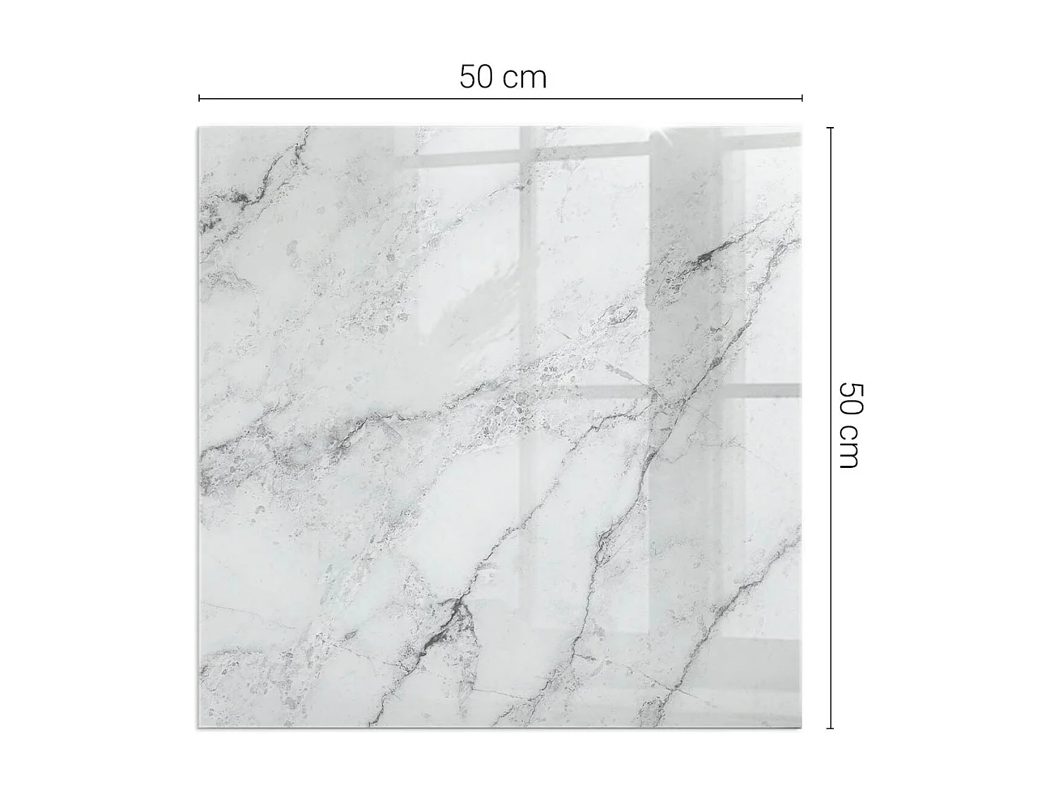 Glasplatte zum Schutz vor Funkenflug, Kaminauflage - Quadrat - 50x50 - Marmormuster mit Adern