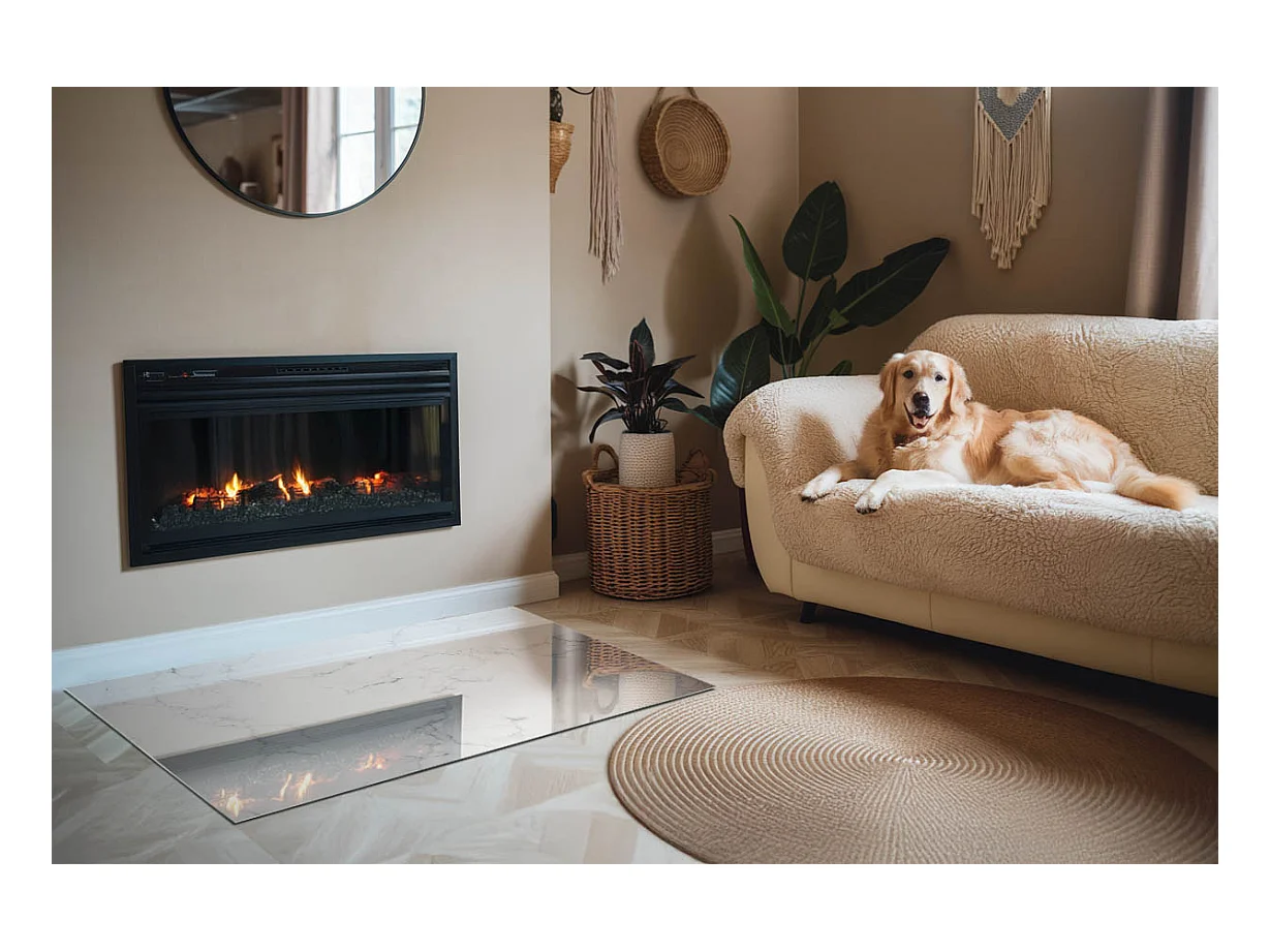 Glasplatte zum Schutz vor Funkenflug, Kaminauflage - Rechteck - 120x80 - Marmormuster mit Adern