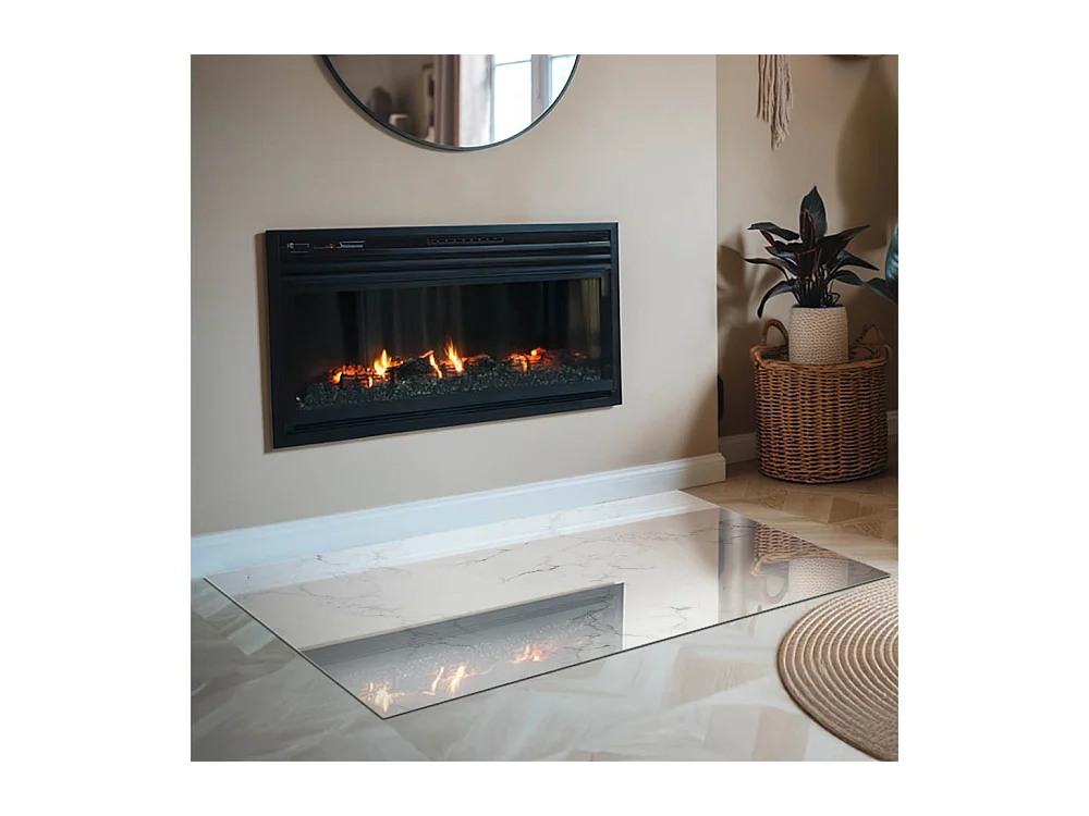 Glasplatte zum Schutz vor Funkenflug, Kaminauflage - Rechteck - 120x80 - Marmormuster mit Adern