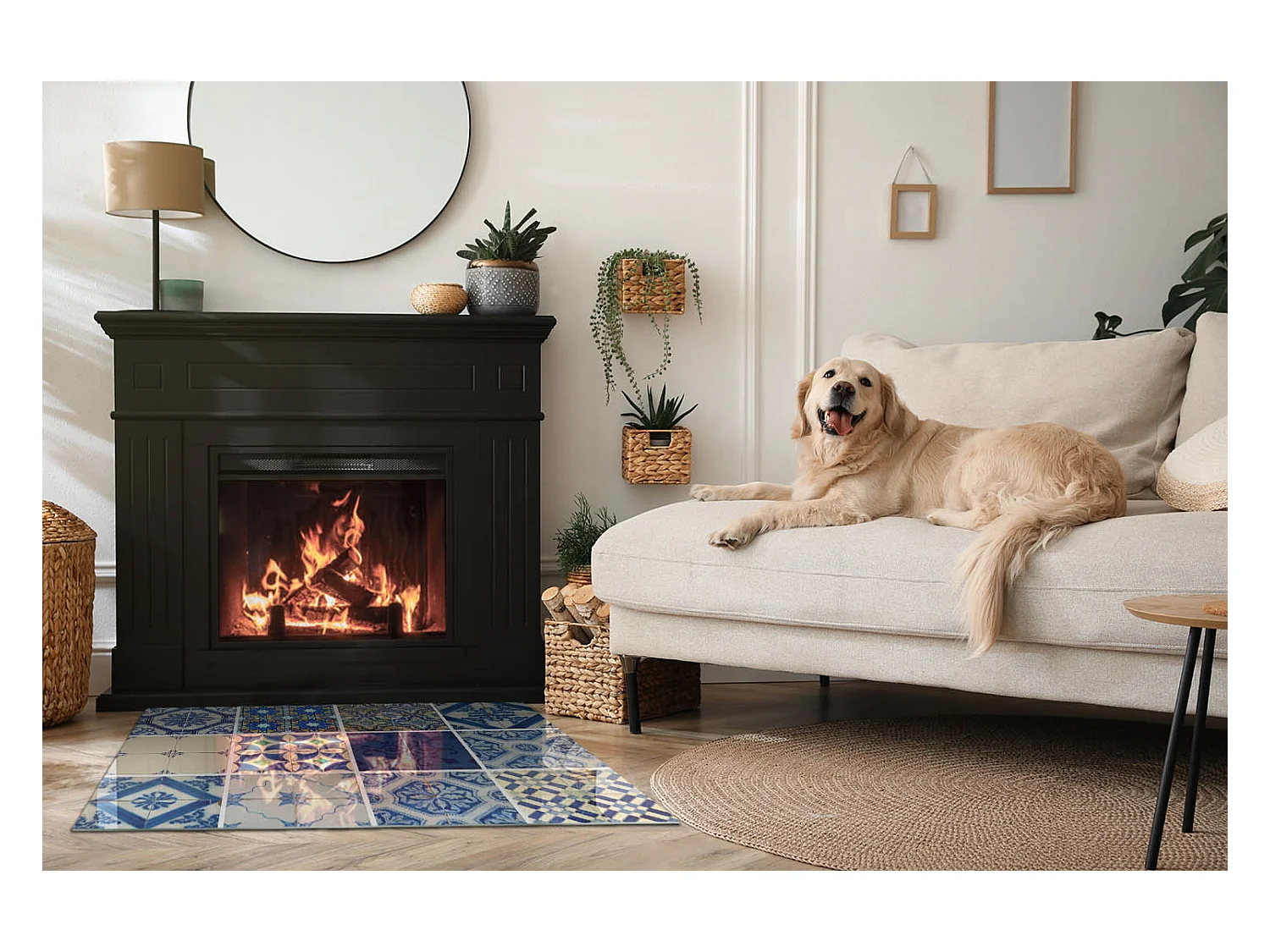 Plaque de sol en verre pour poêle - Rectangle - 100x70 - Modèles de carreaux de céramique