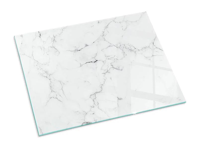 Plaque de sol en verre pour poêle - Rectangle - 80x60 - Modèle de marbre avec des veines