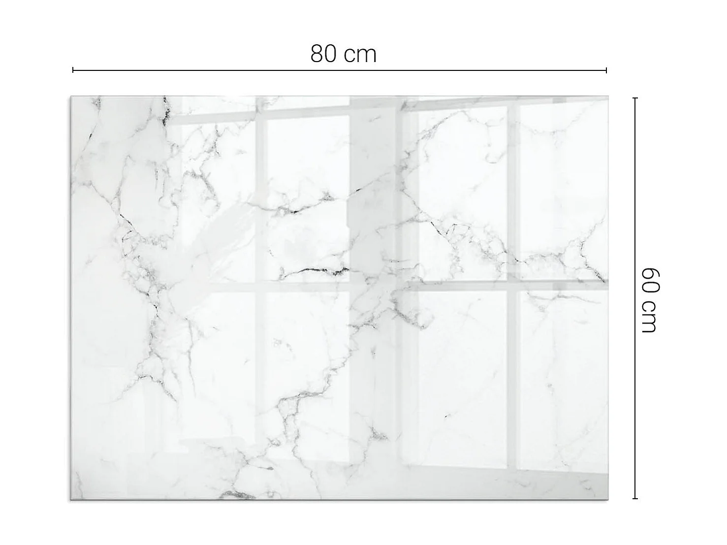 Plaque de sol en verre pour poêle - Rectangle - 80x60 - Modèle de marbre avec des veines