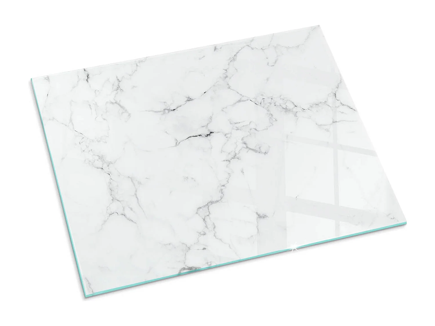 Glasplatte zum Schutz vor Funkenflug, Kaminauflage - Rechteck - 80x60 - Marmormuster mit Adern