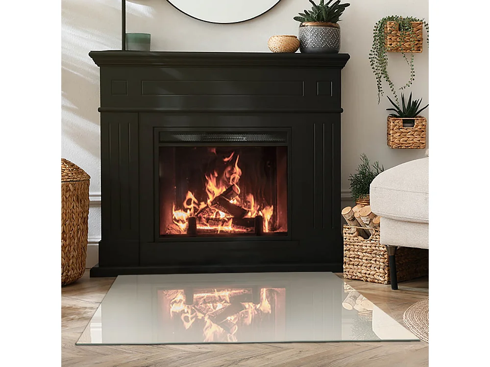 Vetro per camino, vetro di protezione per il soggiorno- Rettangolo - 100x70 - Color Beige