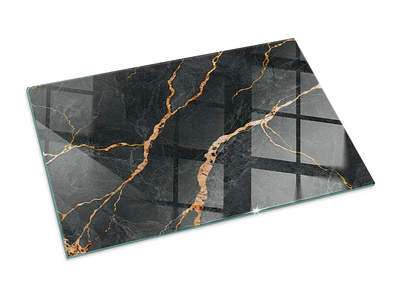 Plaque de sol en verre pour poêle - Rectangle - 100x70 - Marbre élégant avec des veines