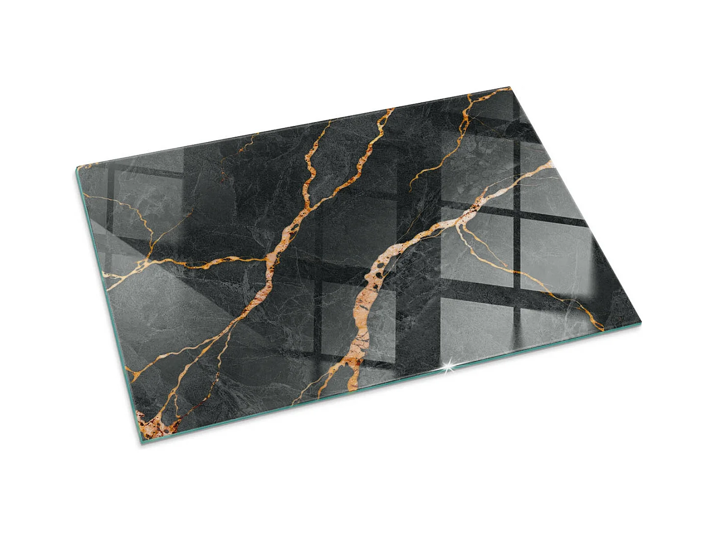 Plaque de sol en verre pour poêle - Rectangle - 100x70 - Marbre élégant avec des veines