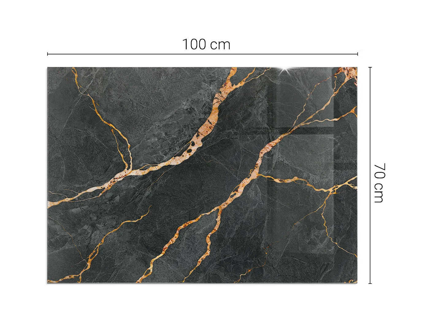 Plaque de sol en verre pour poêle - Rectangle - 100x70 - Marbre élégant avec des veines