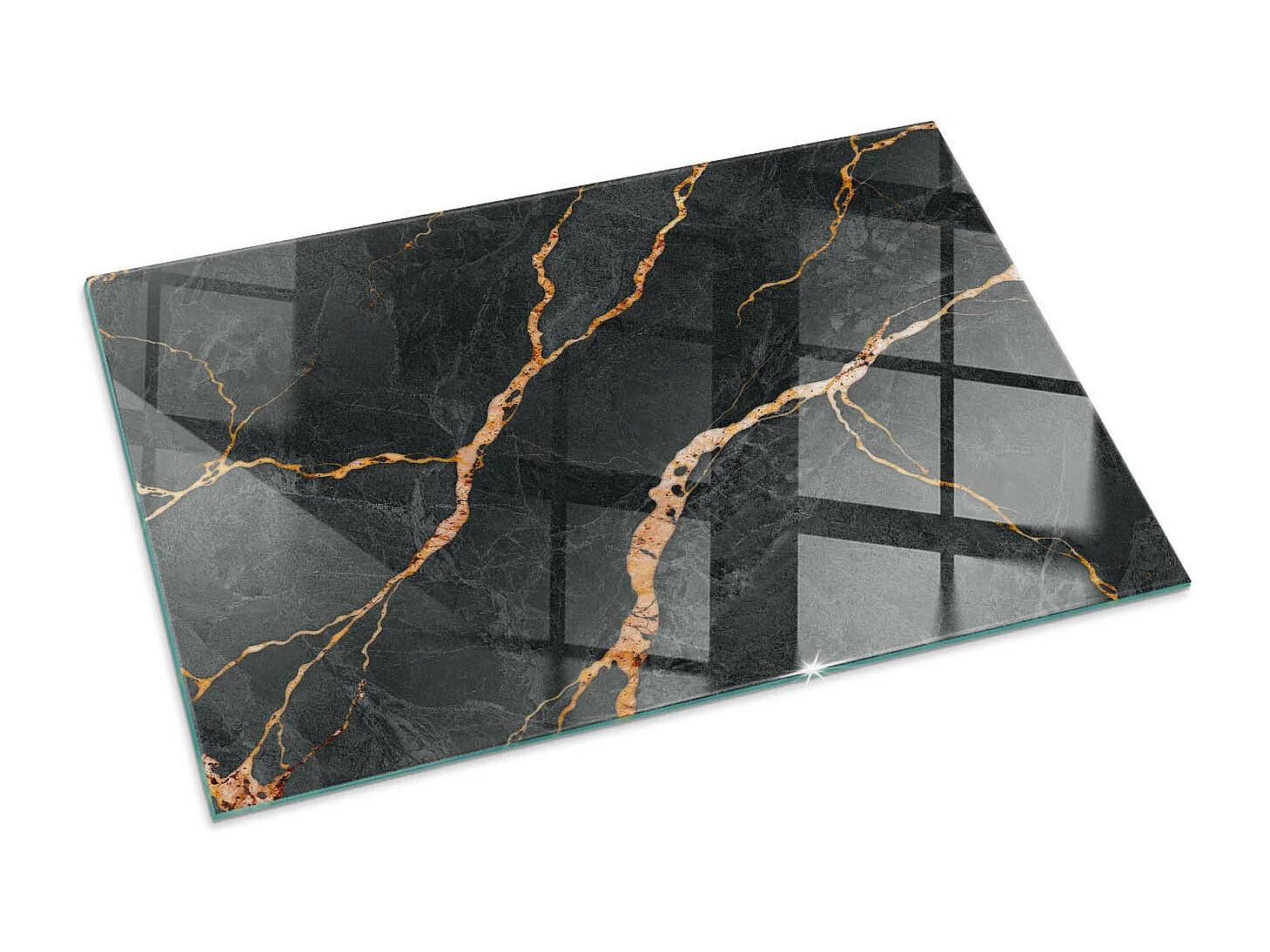 Glasplatte zum Schutz vor Funkenflug, Kaminauflage - Rechteck - 100x70 - Eleganter Marmor mit Adern