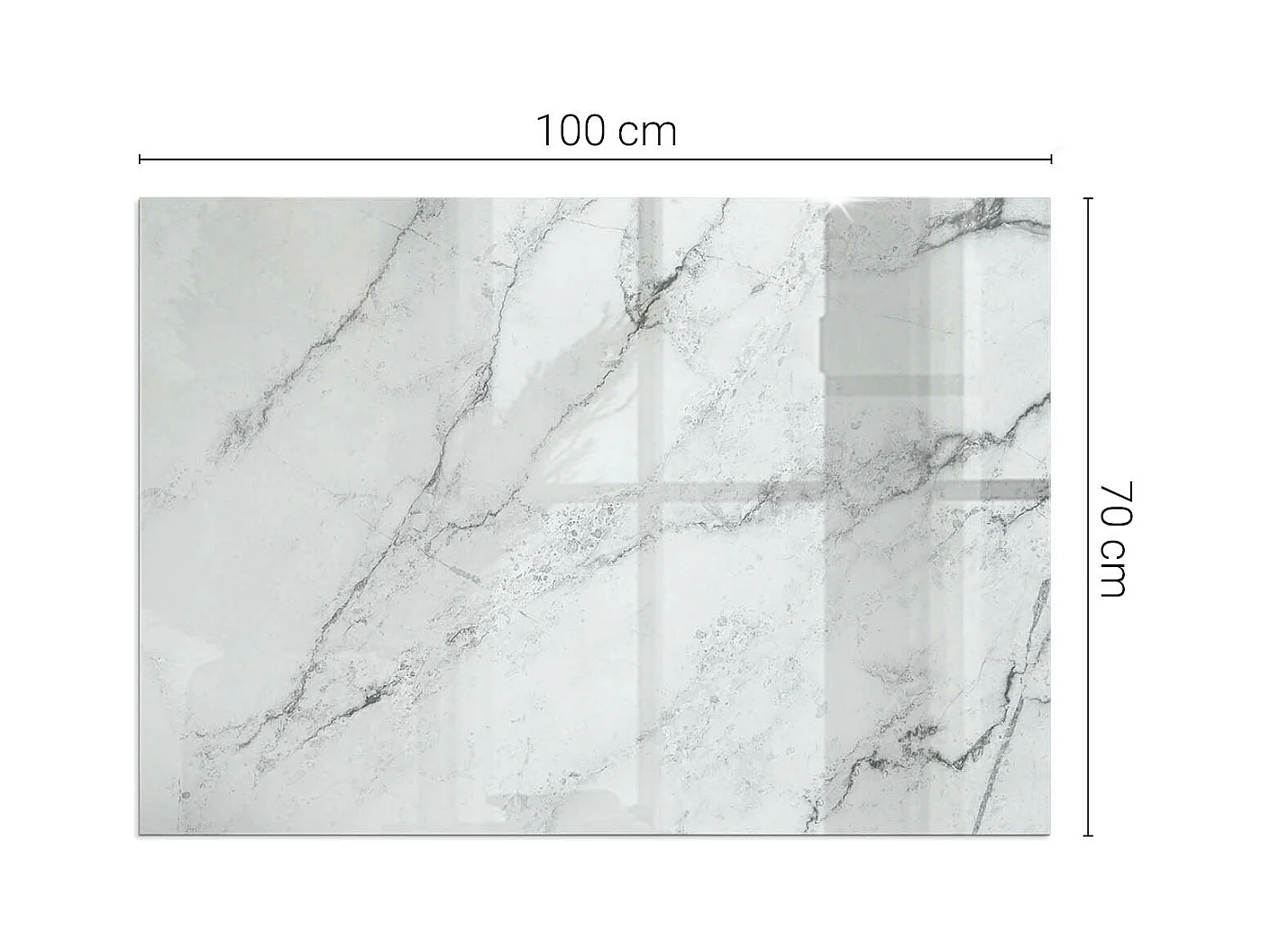 Glasplatte zum Schutz vor Funkenflug, Kaminauflage - Rechteck - 100x70 - Marmormuster mit Adern