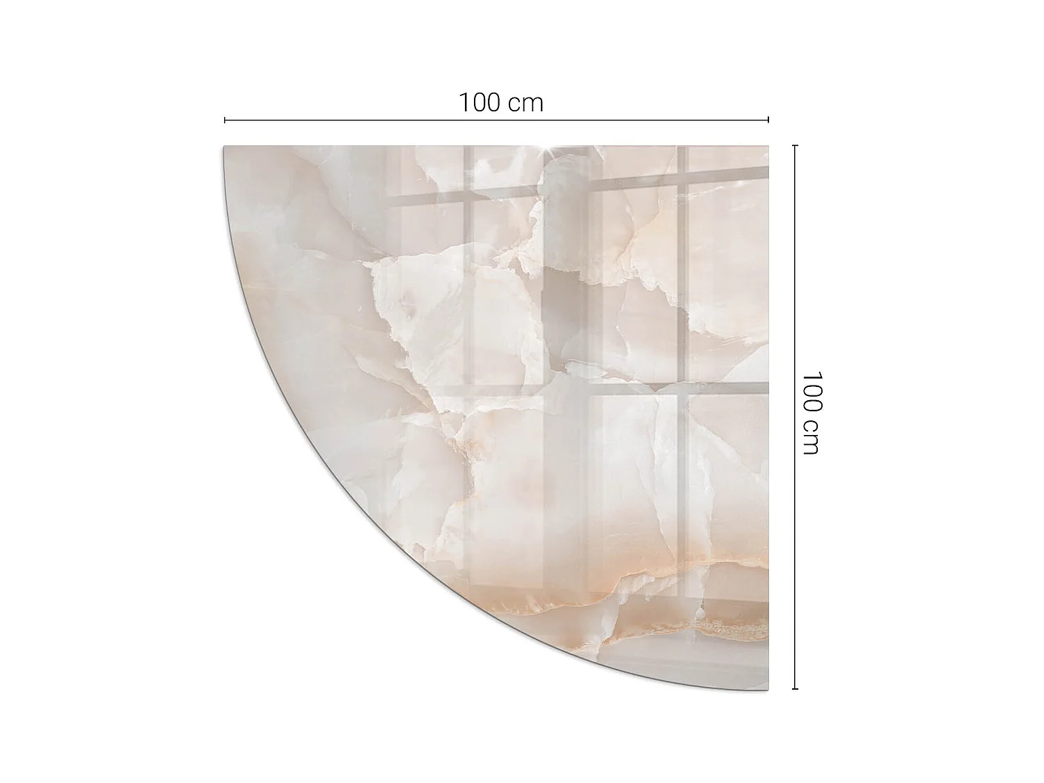 Plaque de sol en verre pour poêle - Un quart - 1/4 100x100 - Motif en pierre naturelle