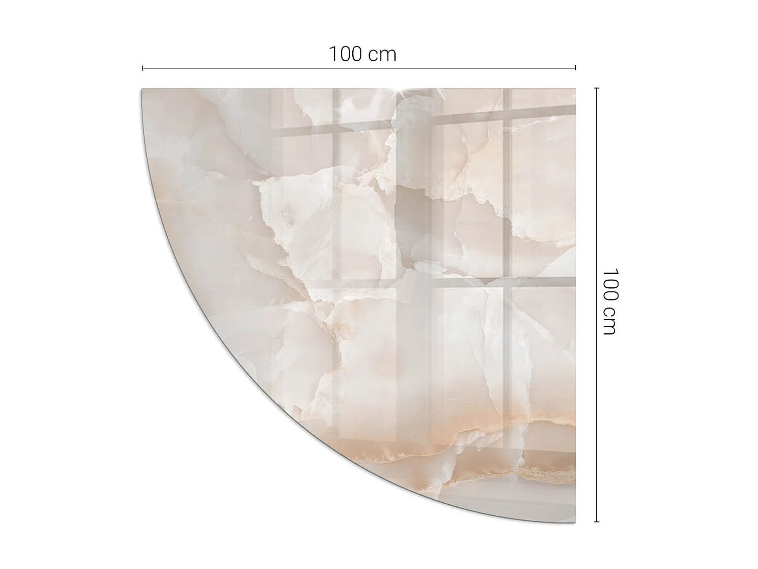 Glasplatte zum Schutz vor Funkenflug, Kaminauflage - Ein Viertel - 1/4 100x100 - Natursteinmuster