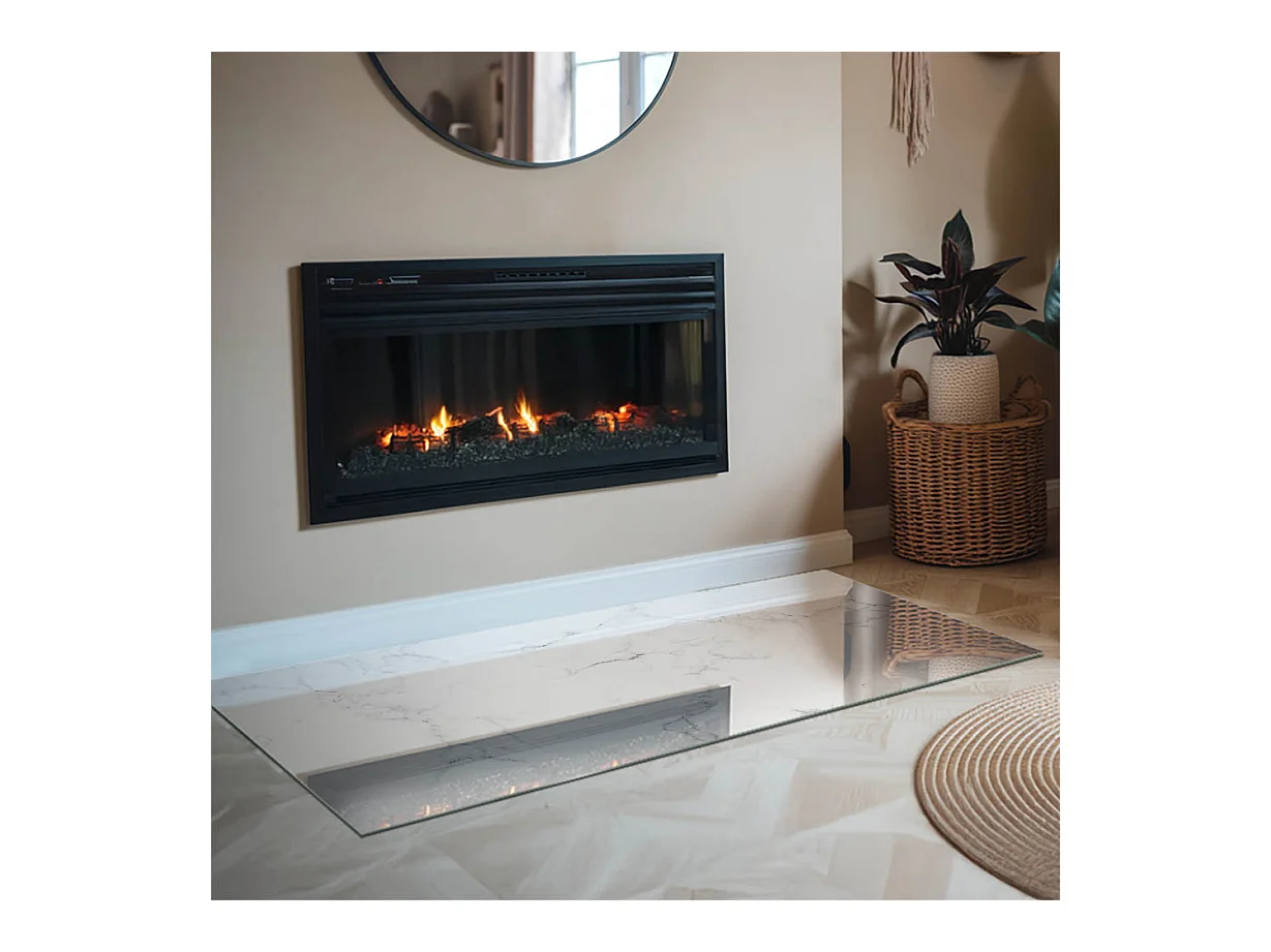 Vloerplaat voor houtkachel, onder open haard - Rechthoek - 140x70 - Marmerpatroon met aderen