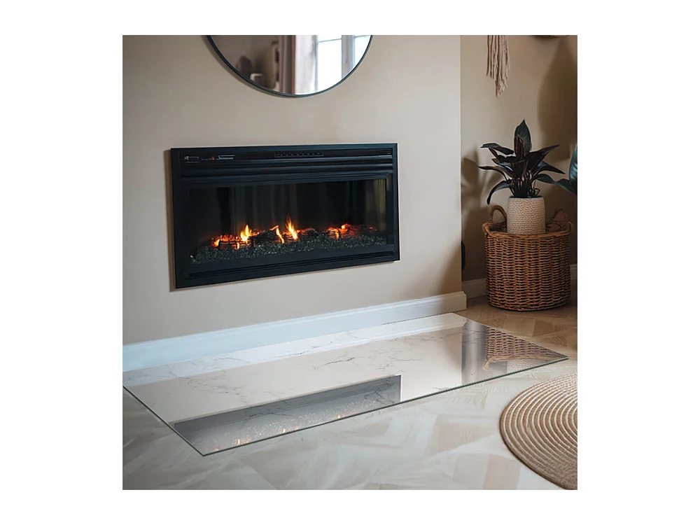 Vloerplaat voor houtkachel, onder open haard - Rechthoek - 140x70 - Marmerpatroon met aderen