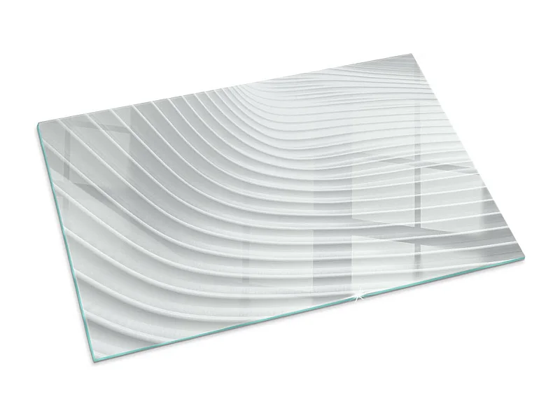 Glasplatte zum Schutz vor Funkenflug, Kaminauflage - Rechteck - 100x70 - Wellen aus zarten Linien
